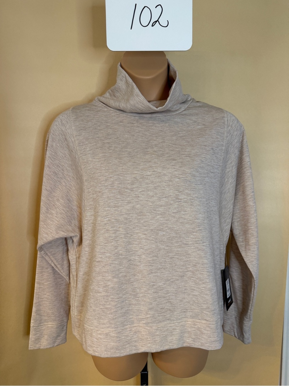 Avia Casual Turtleneck Pullover Shirt - Cream/Oatmeal color.